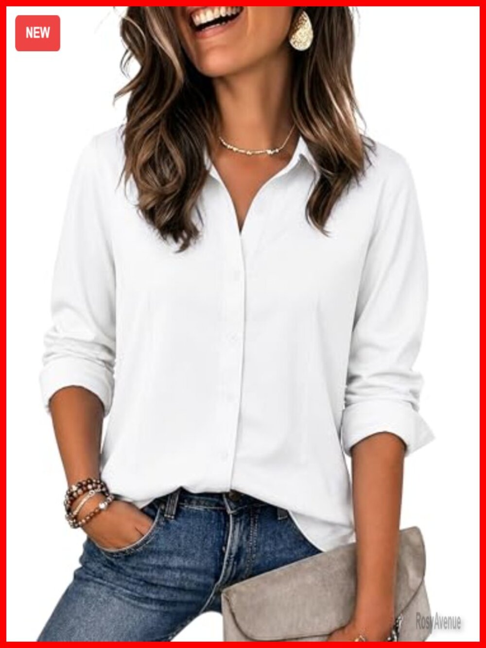 Women's Button Down Shirt Long Sleeve Wrinkle Free Collared Business Casual